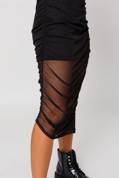 mesh one shoulder midi dress - RK Collections Boutique