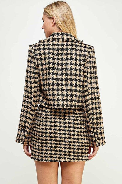 houndstooth crop jacket - RK Collections Boutique