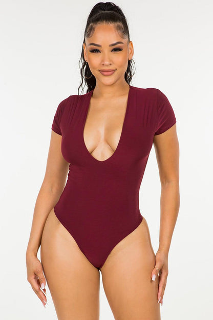 deep v short sleeve bodysuit - RK Collections Boutique