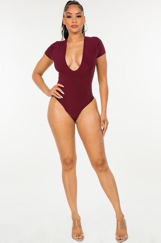 deep v short sleeve bodysuit - RK Collections Boutique