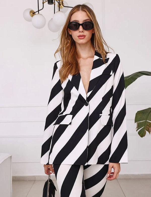 diagonal stripe blazer - RK Collections Boutique