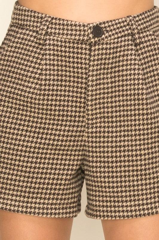 houndstooth high waist shorts - RK Collections Boutique