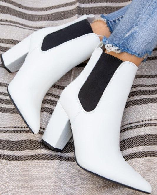 pointy toe chunky heel bootie - RK Collections Boutique