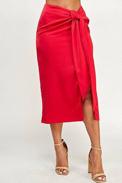 Midi Skirt with Front Knot Detail - RK Collections Boutique