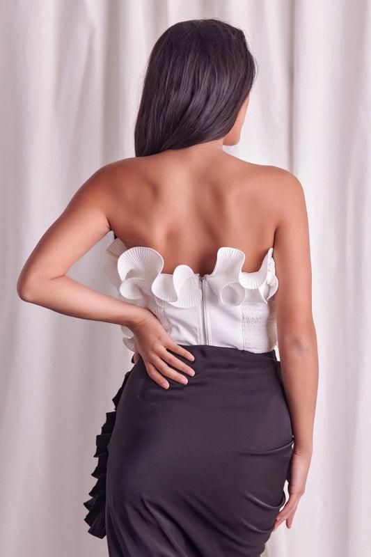 ruffle hem wire strapless top - RK Collections Boutique