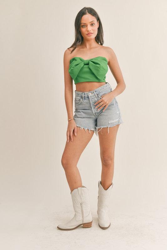 crop bow tie strapless top - RK Collections Boutique