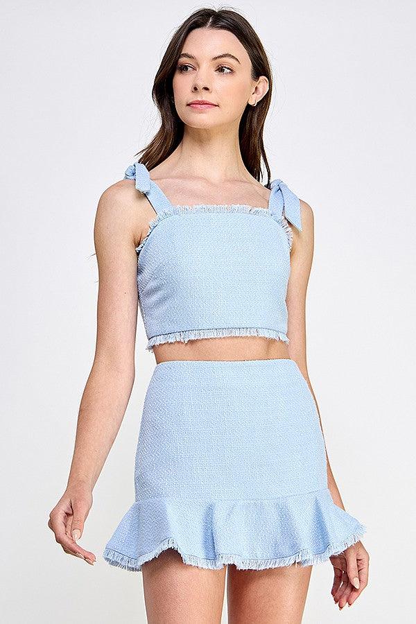 ruffle hem tweed skort - RK Collections Boutique