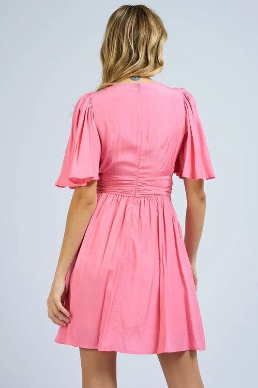 side cutout flutter sleeve fit-n-flare dress - RK Collections Boutique