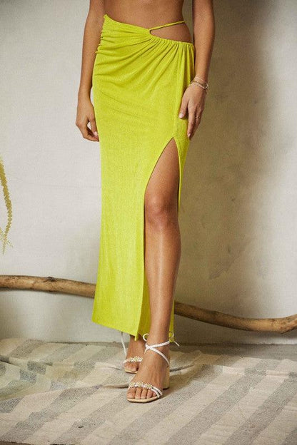 slinky cutout waist slit maxi skirt - RK Collections Boutique