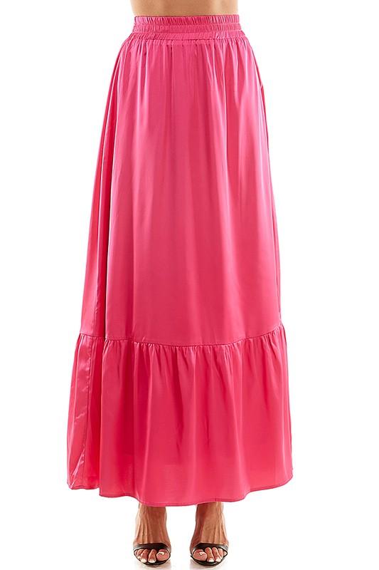 satin tiered maxi skirt - RK Collections Boutique