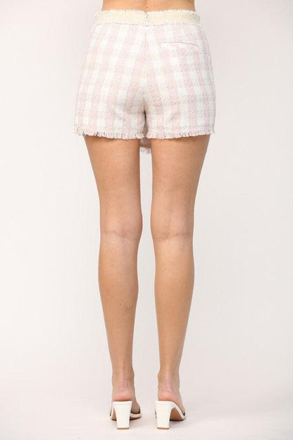 tweed checkered button wrap skort - RK Collections Boutique