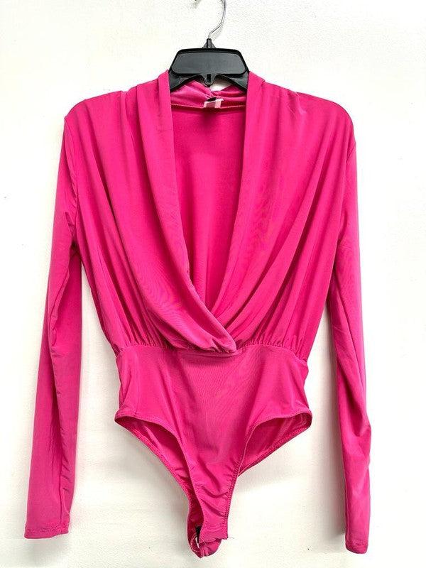 Double Layered Surplice Wrap Long Sleeve Bodysuit - RK Collections Boutique