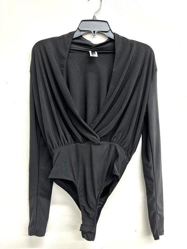 Double Layered Surplice Wrap Long Sleeve Bodysuit - RK Collections Boutique