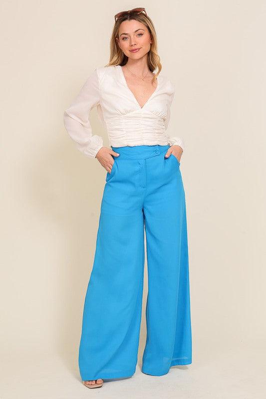 High waisted wide leg dress pants - RK Collections Boutique