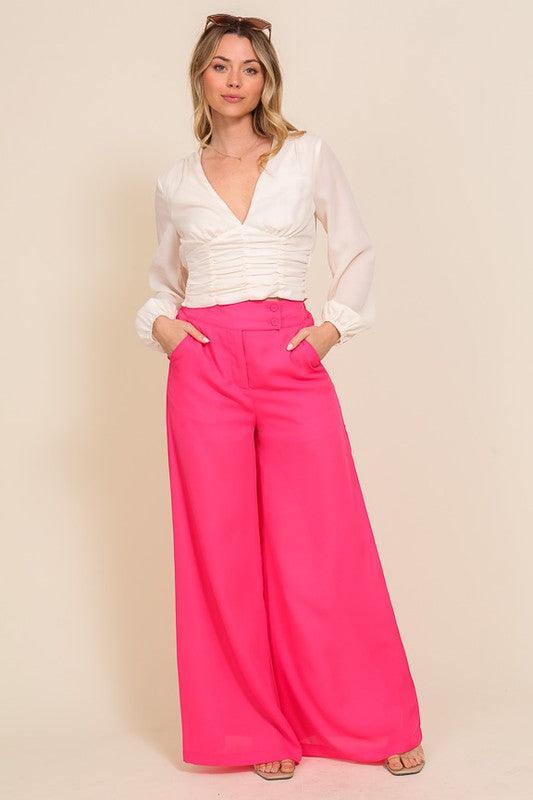 High waisted wide leg dress pants - RK Collections Boutique