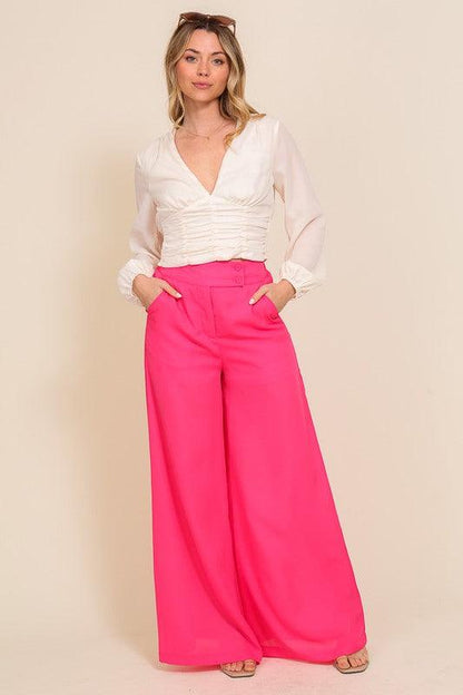 High waisted wide leg dress pants - RK Collections Boutique