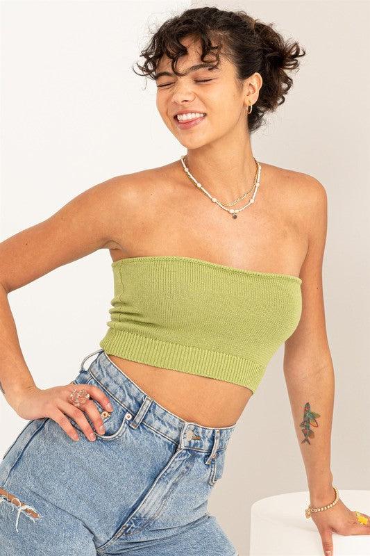 knit crop strapless top - RK Collections Boutique