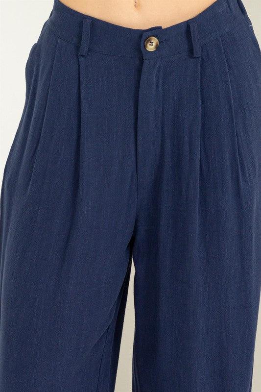 high waist wide leg linen pant - RK Collections Boutique