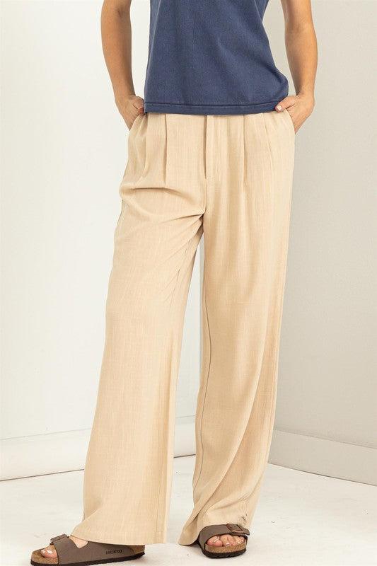 high waist wide leg linen pant - RK Collections Boutique