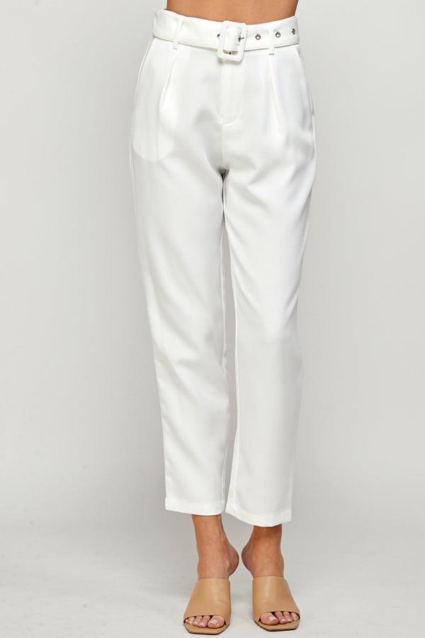 belted high waist tapered pants - RK Collections Boutique