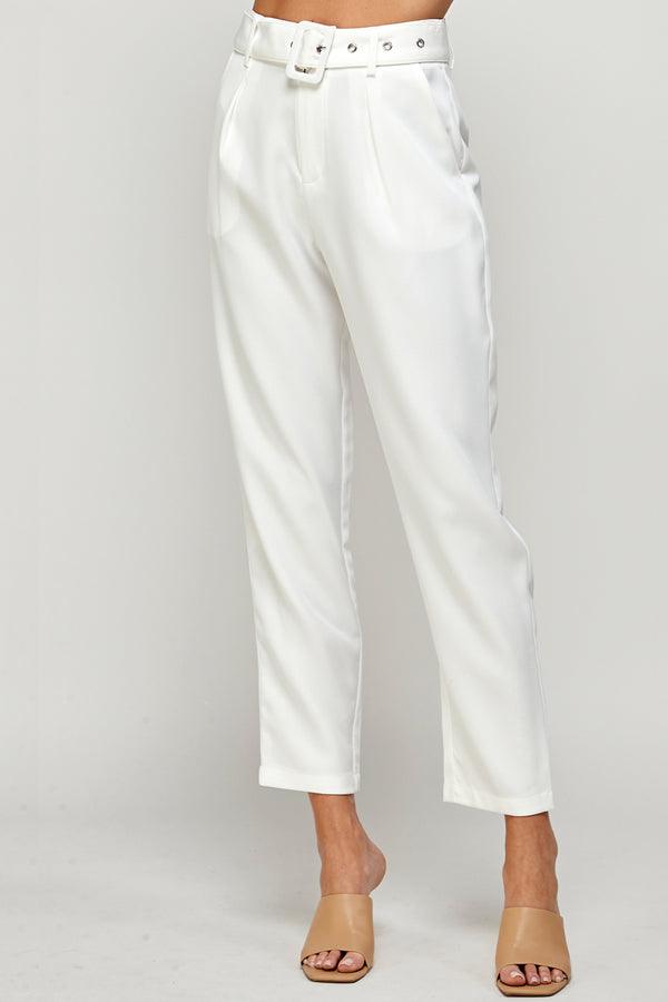 belted high waist tapered pants - RK Collections Boutique