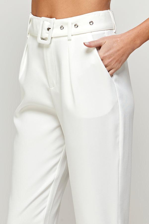 belted high waist tapered pants - RK Collections Boutique