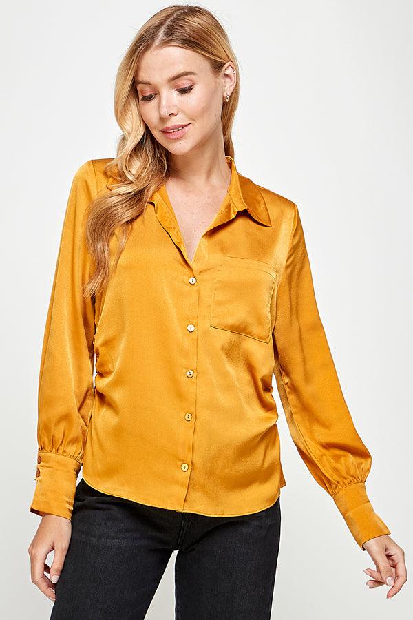 side ruched waist long sleeve top - RK Collections Boutique