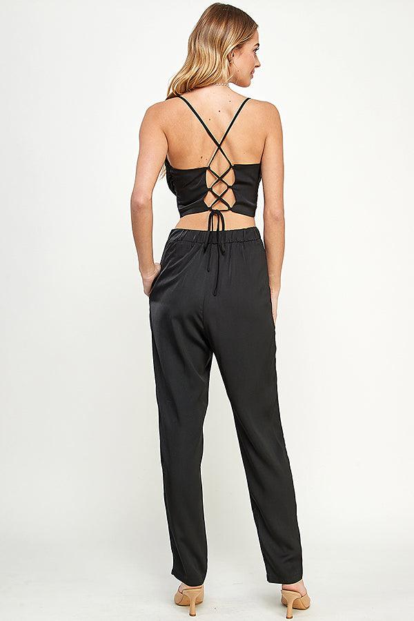 sleeveless cowl neck crop top & pants set - RK Collections Boutique