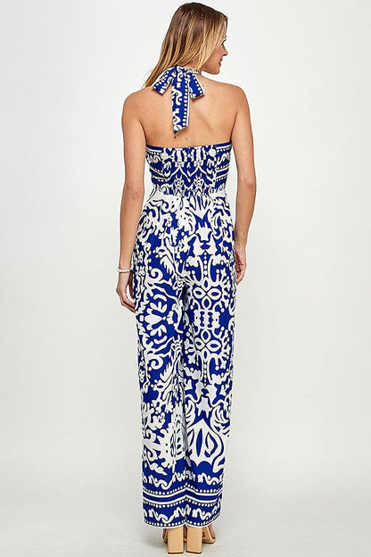 border print halter jumpsuit - RK Collections Boutique