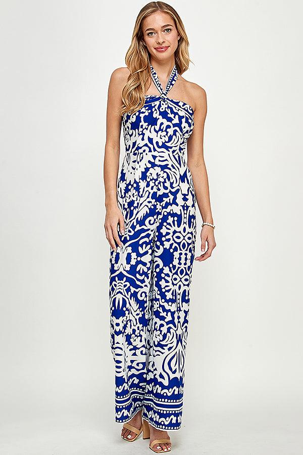 border print halter jumpsuit - RK Collections Boutique