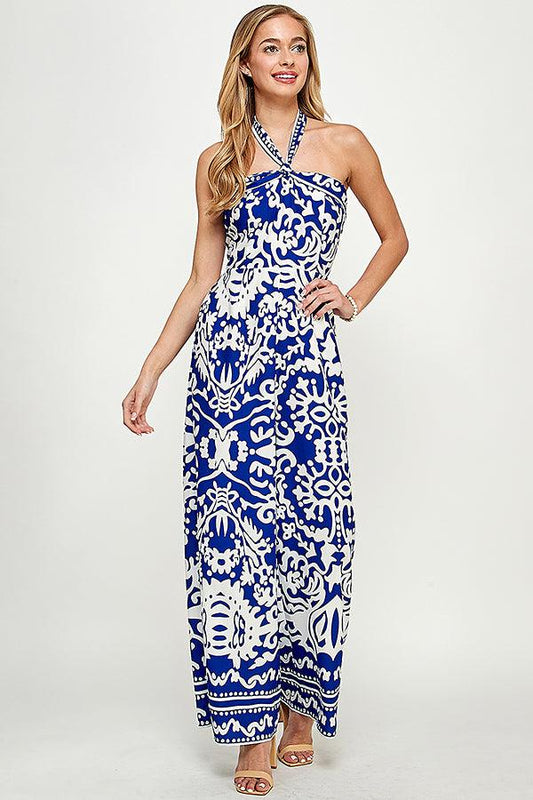 border print halter jumpsuit - RK Collections Boutique