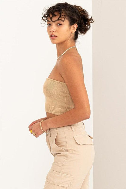 knit crop strapless top - RK Collections Boutique