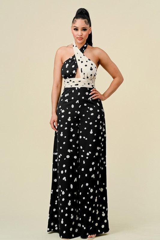 polka dot halter jumpsuit - RK Collections Boutique