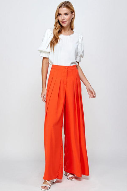 pleated wide leg pants - RK Collections Boutique