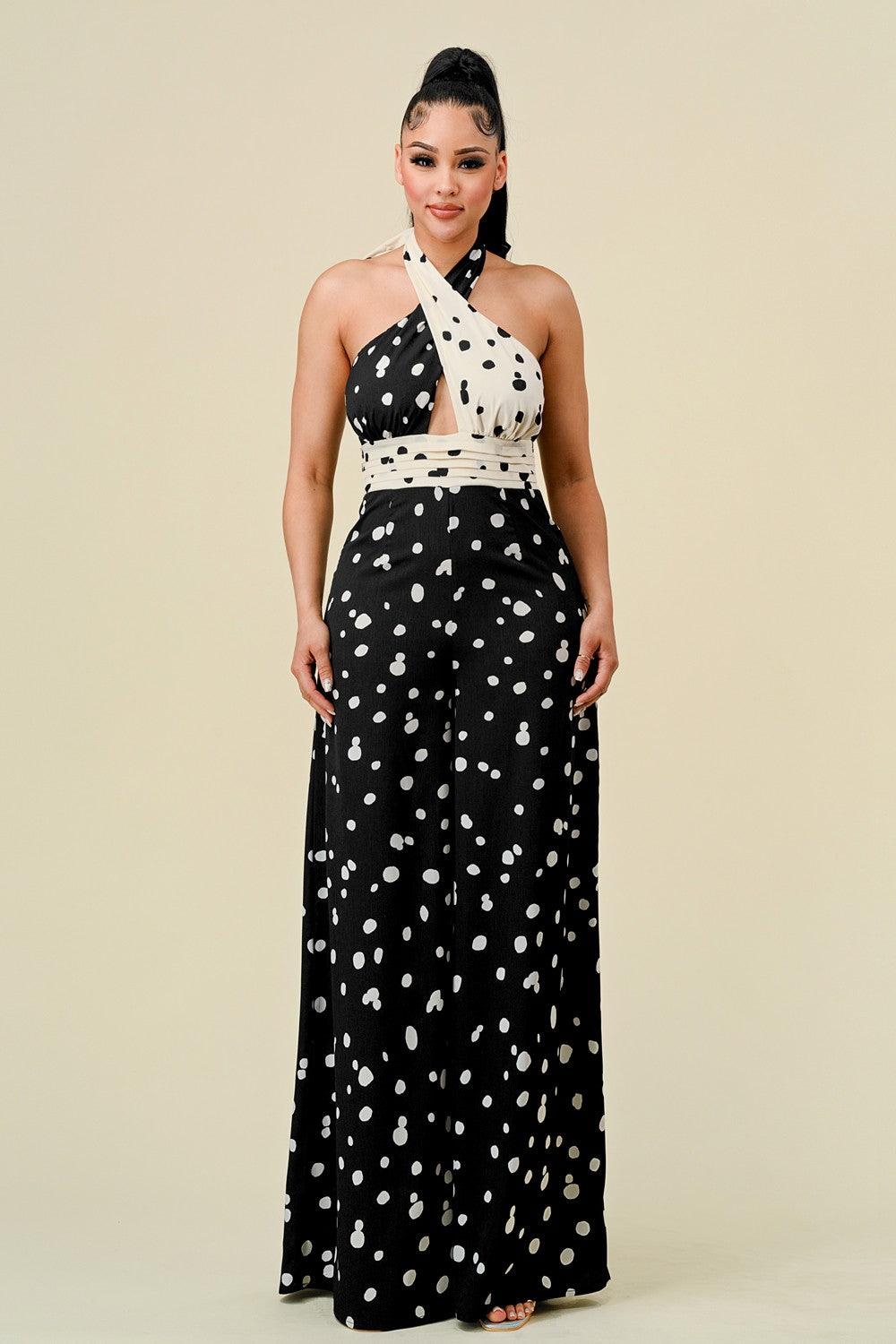 polka dot halter jumpsuit - RK Collections Boutique