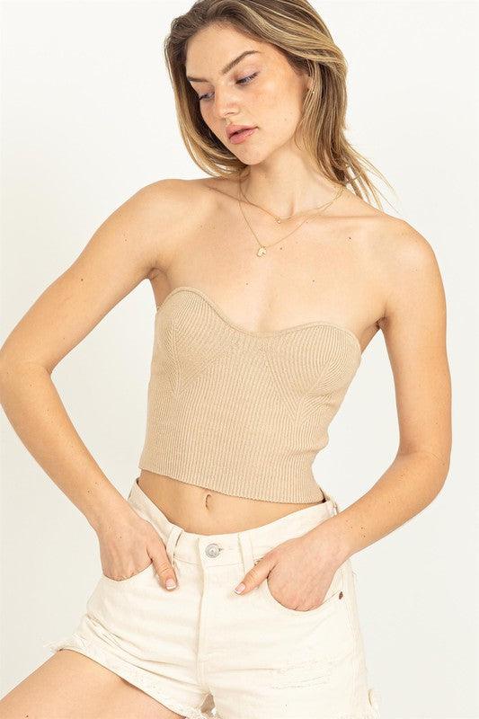 knit sweetheart strapless top - RK Collections Boutique