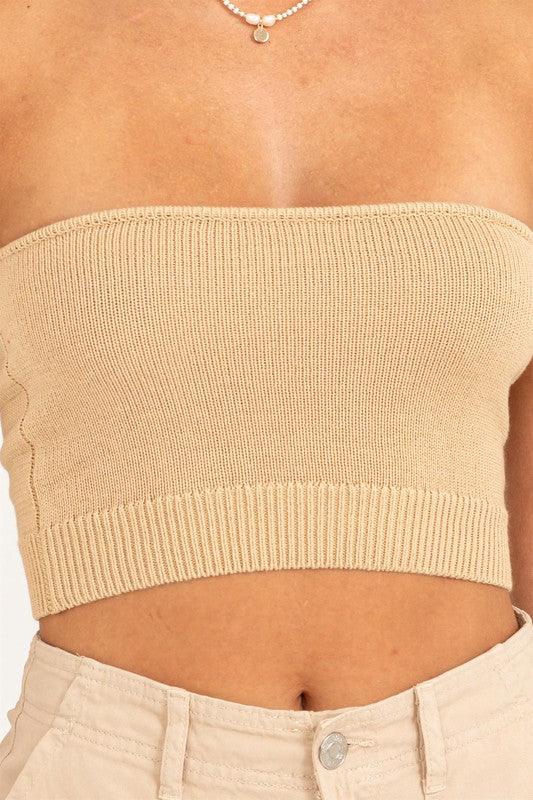 knit crop strapless top - RK Collections Boutique