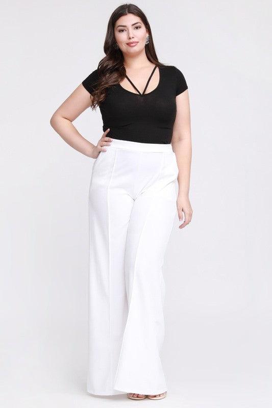 PLUS Crepe flare pants with pockets - RK Collections Boutique