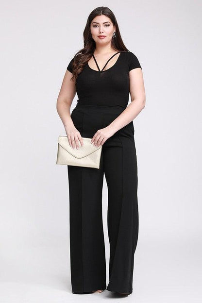 PLUS Crepe flare pants with pockets - RK Collections Boutique