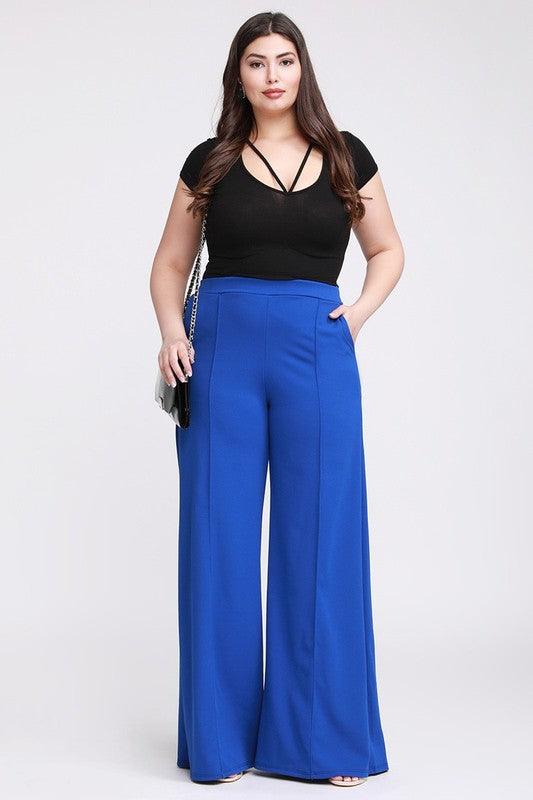 PLUS Crepe flare pants with pockets - RK Collections Boutique