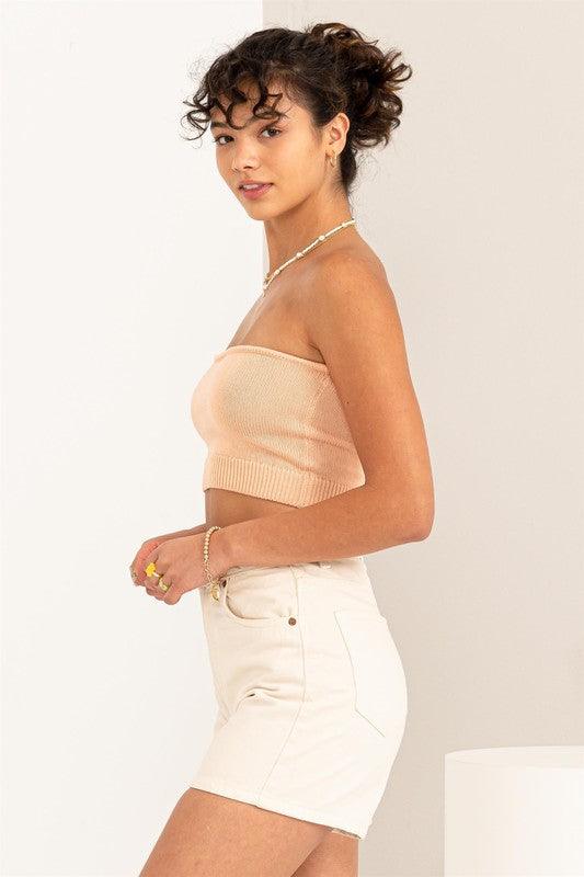 knit crop strapless top - RK Collections Boutique