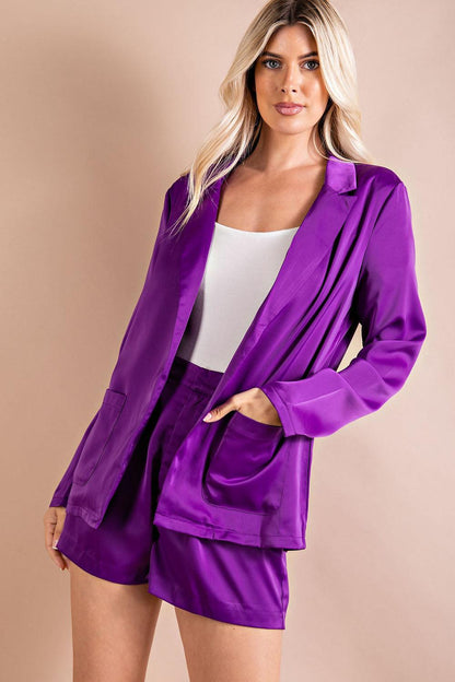 Satin Boyfriend Blazer - RK Collections Boutique