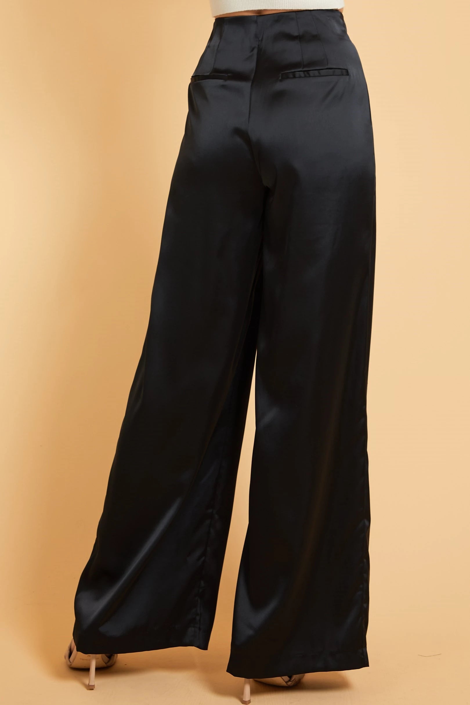 Satin High Waist Wide Leg Pants - RK Collections Boutique