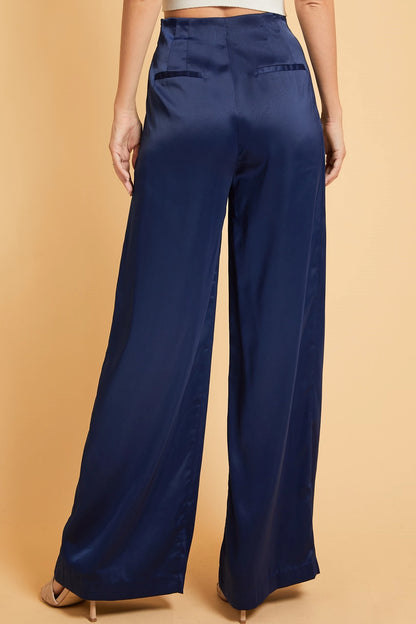 Satin High Waist Wide Leg Pants - RK Collections Boutique