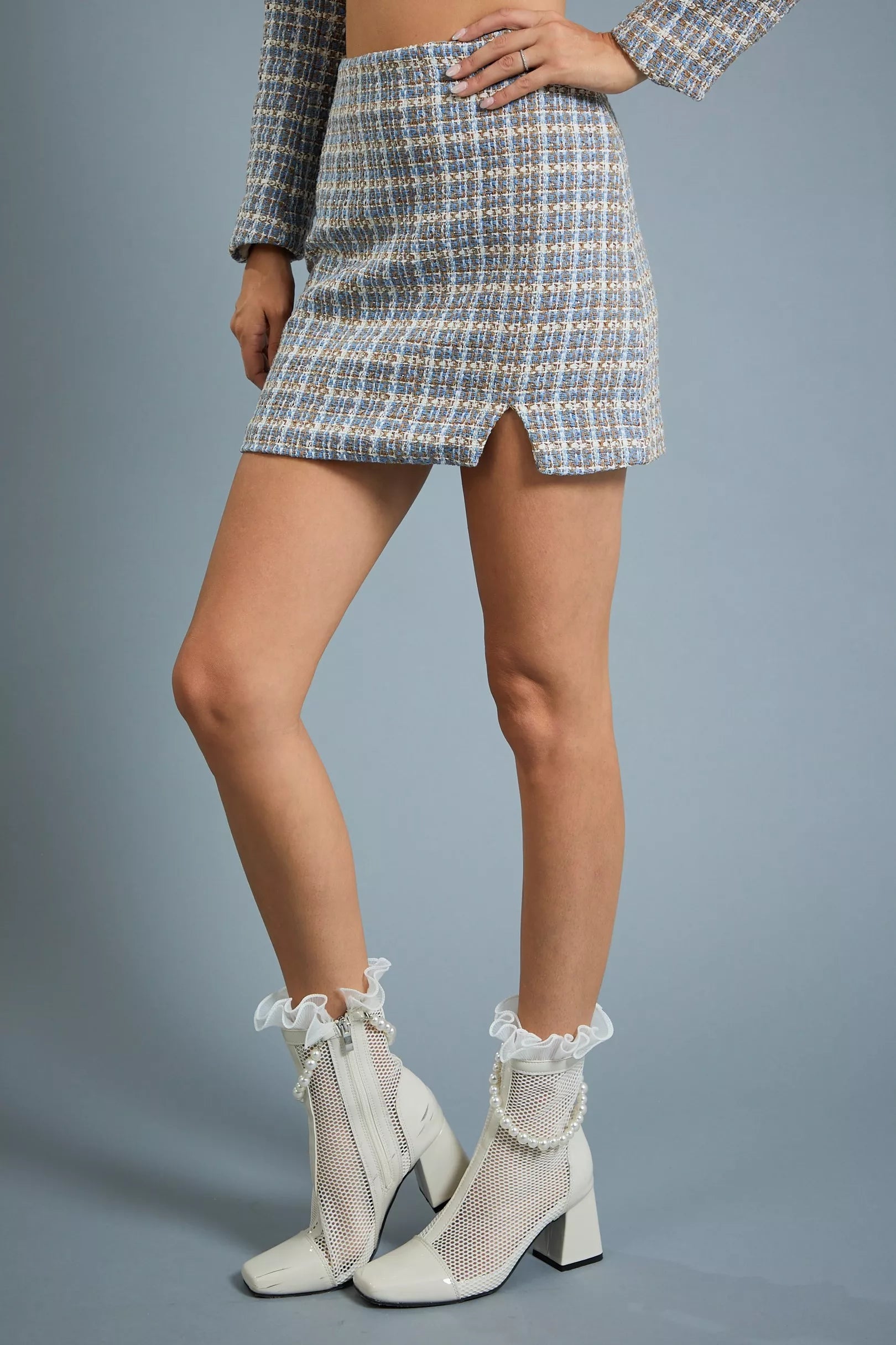 plaid tweed mini skirt - RK Collections Boutique