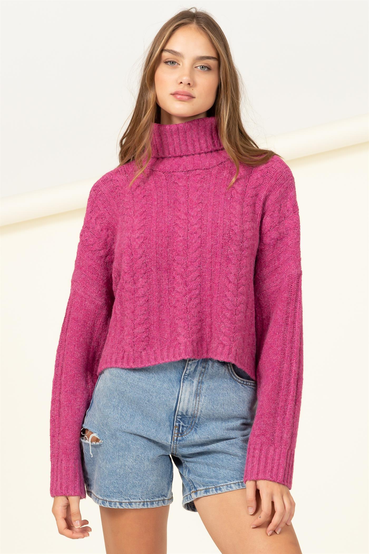 turtleneck box crop sweater - RK Collections Boutique