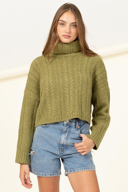 turtleneck box crop sweater - RK Collections Boutique