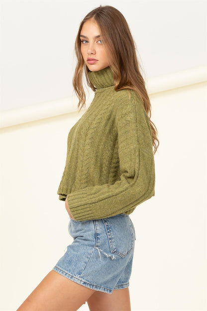 turtleneck box crop sweater - RK Collections Boutique