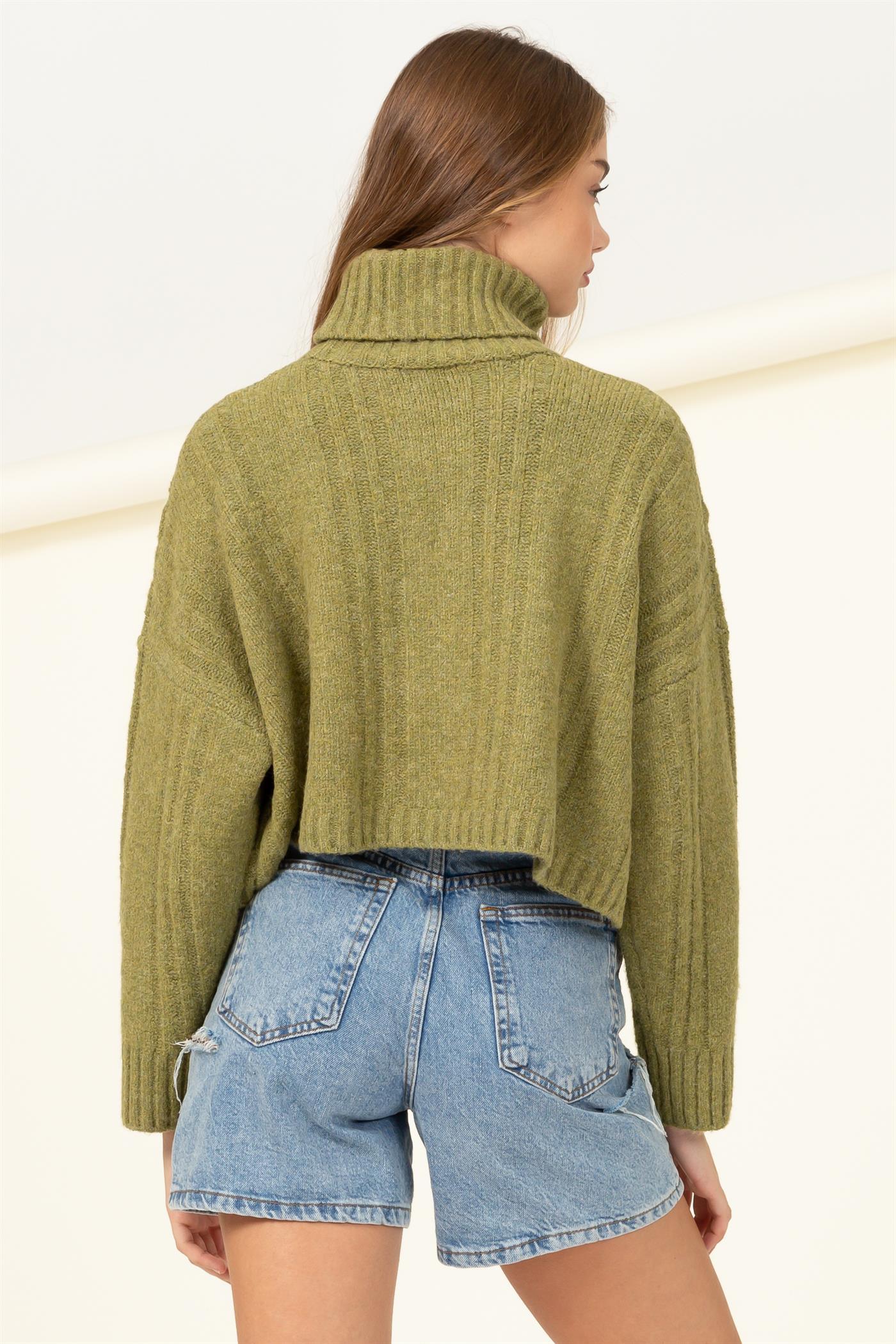 turtleneck box crop sweater - RK Collections Boutique