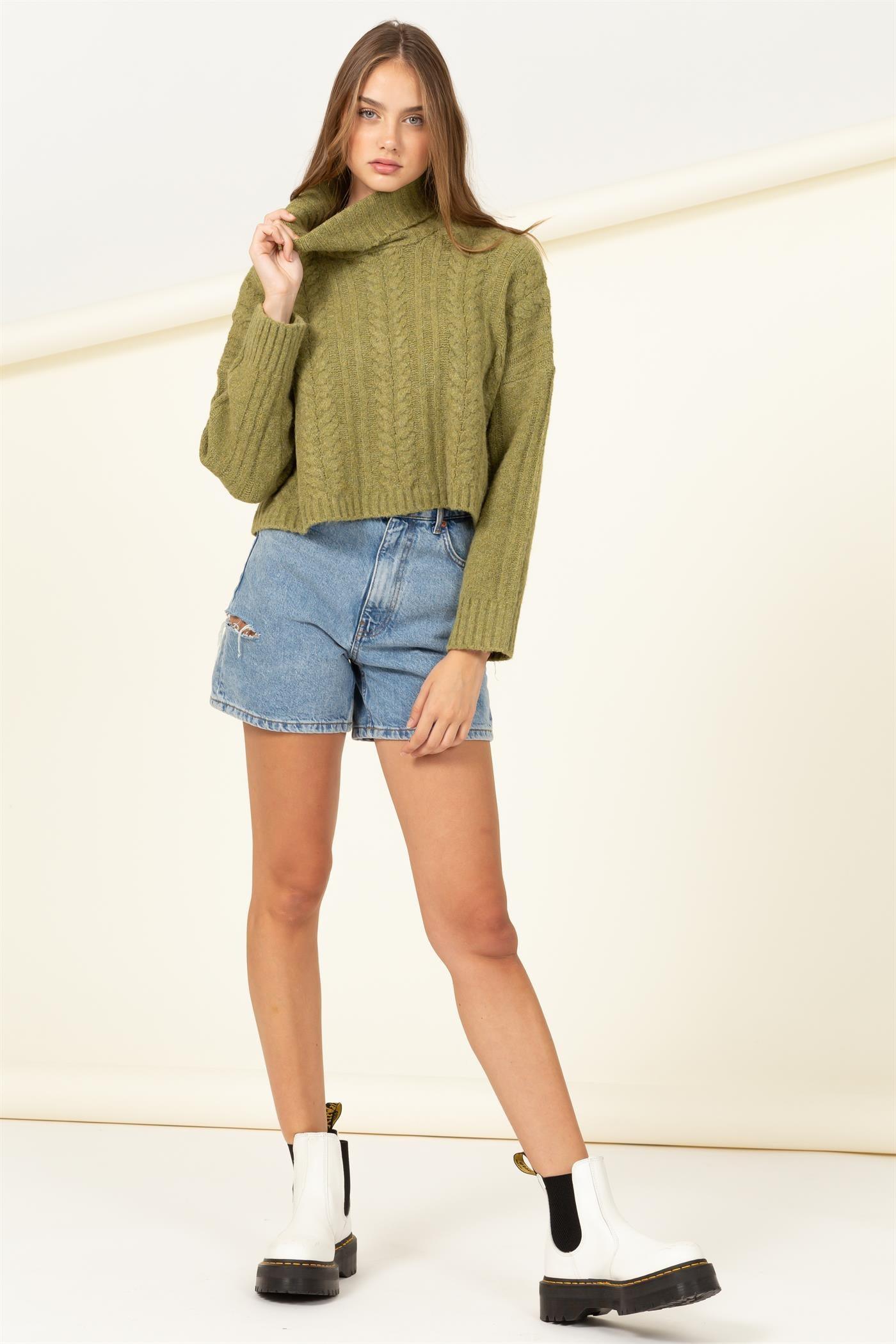 turtleneck box crop sweater - RK Collections Boutique